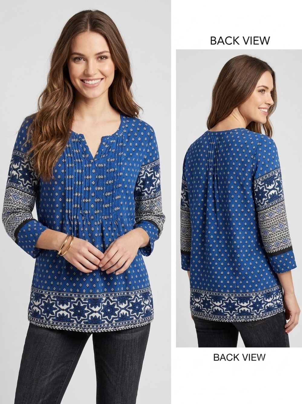 Lucky Brand Women’s Floral Peasant Blouse – Size Medium Boho 3/4 Sleeve
